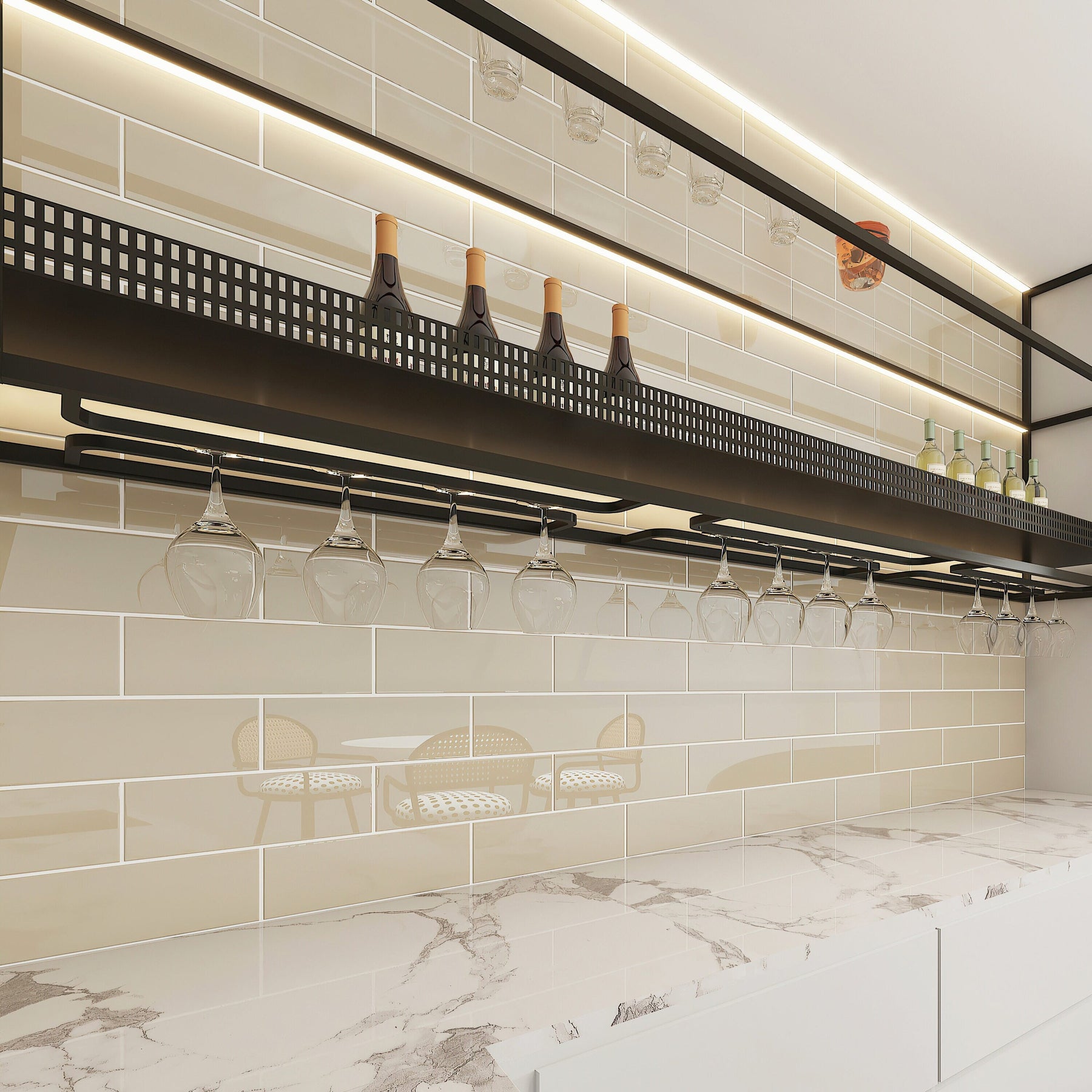 Giorbello (Sample) 4x12 glass subway tiles Light Taupe 4-in x 12-in Gl ...